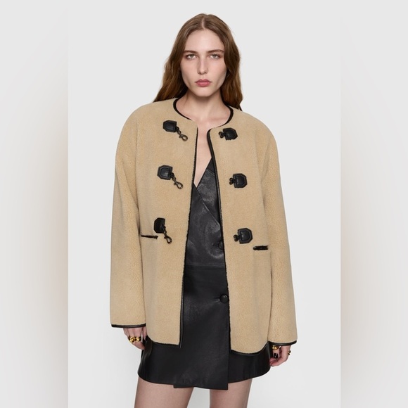 NEW Rebecca Minkoff Shearling Toggle Jacket Vegas Leather Size XL NWT - Picture 1 of 7
